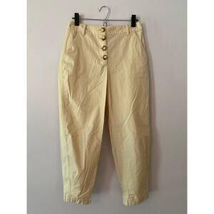 Zara Tan Khaki Cream Tan Cropped Barrel Leg Pants Cotton Boho Women's size XS